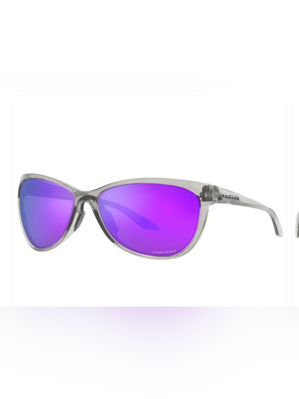 Oakley Women's Clear Frame Sunglasses with Purple Mirrored Lenses